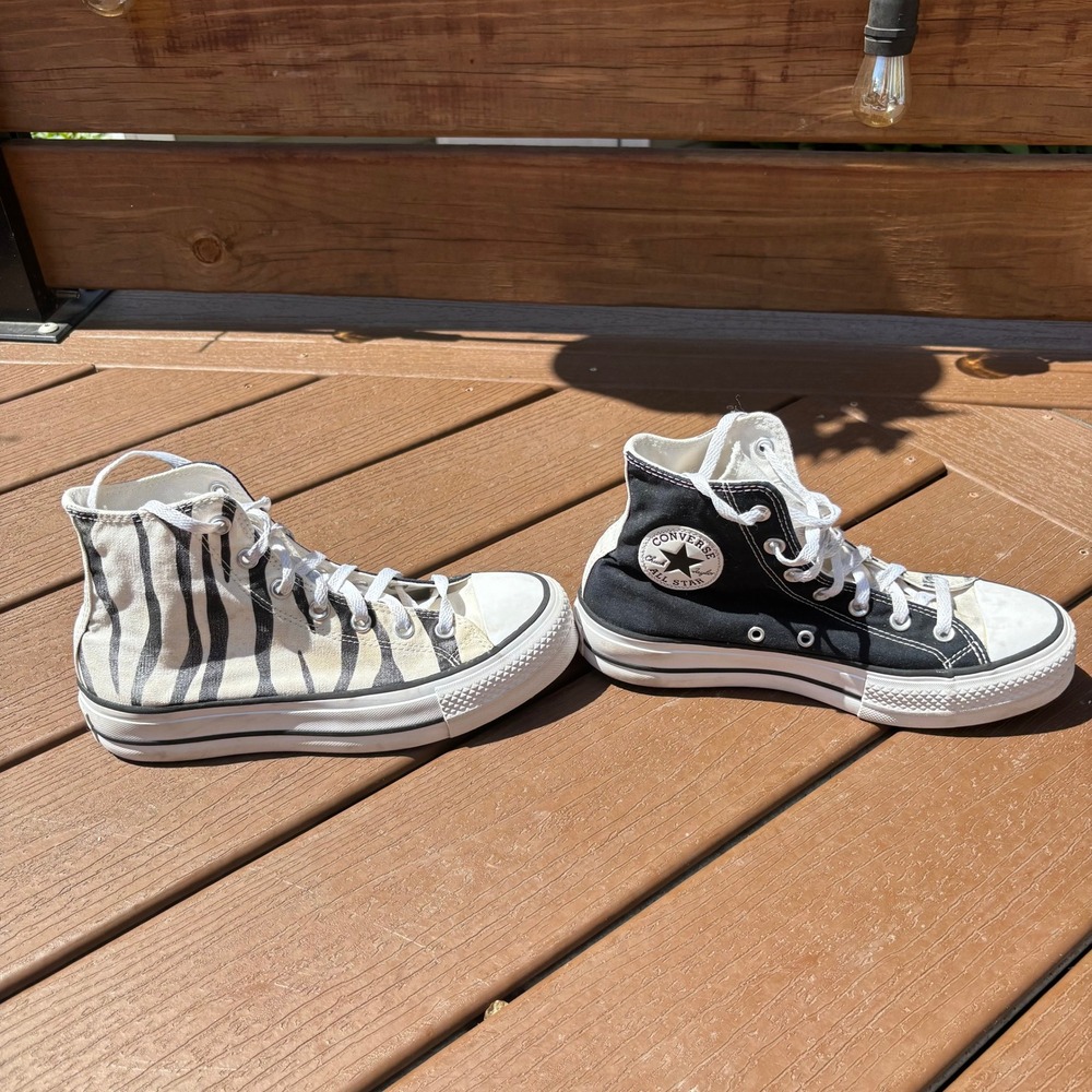 Converse Chuck Taylor High Top Womens 9 Black Zebra Print Animal Print Sneaker